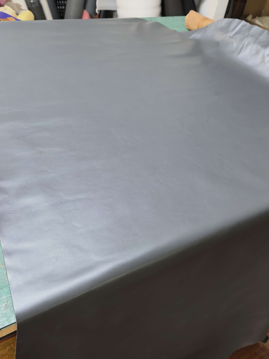 Grey full-grain leather hide