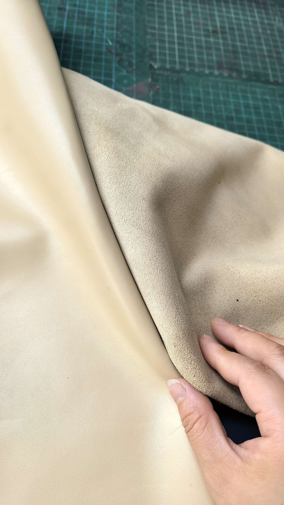 Tan leather with suede backing