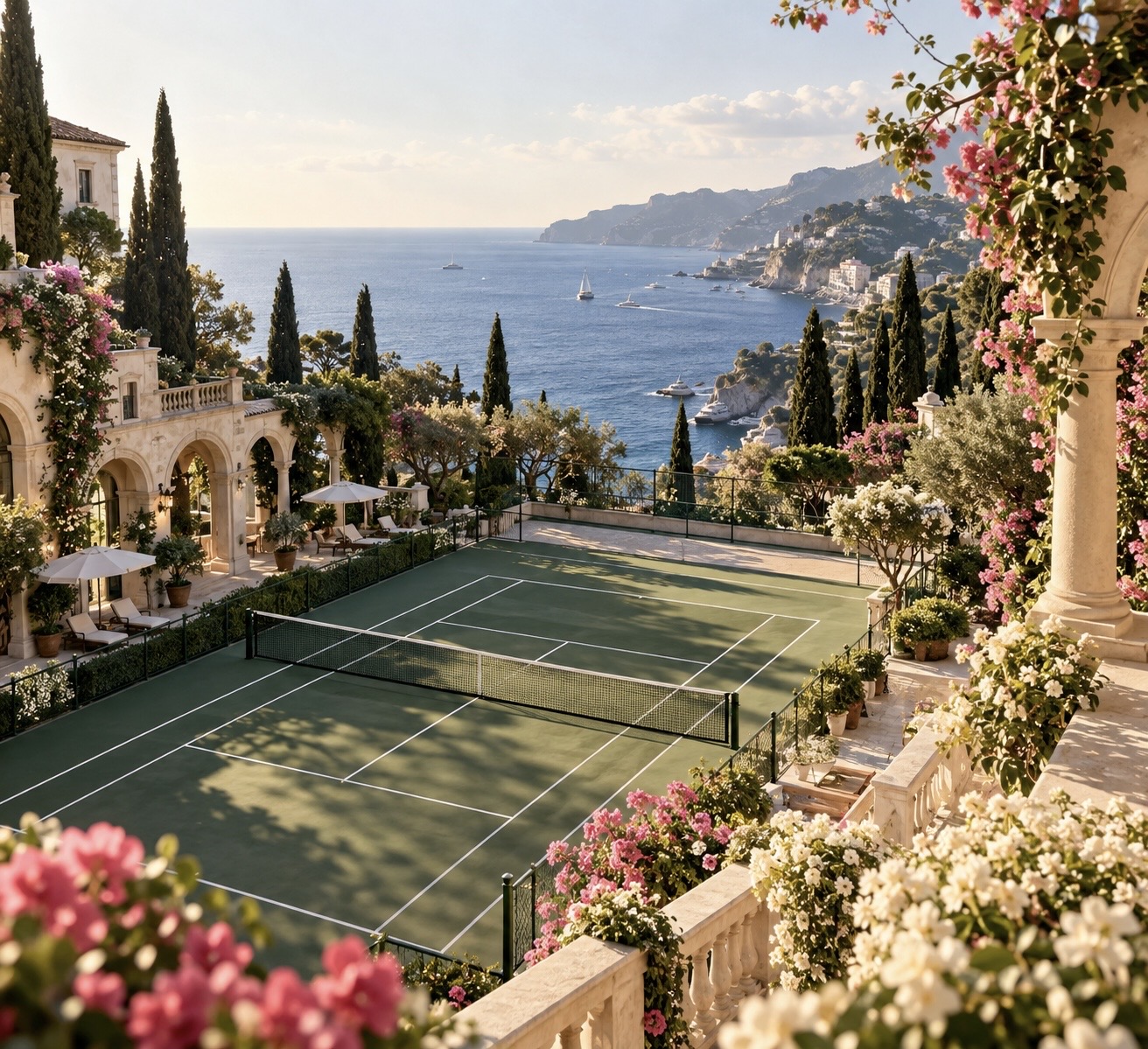 A court overlooking the Mediterranean